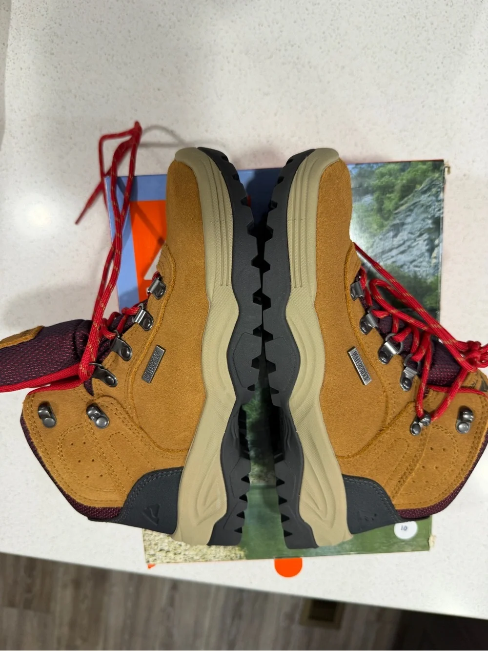 Ozark Trail Women’s Brown Suede Hiking Boots with Red Accents